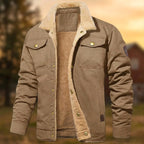 Aaron | Men's Sherpa Collar Button-Down Jacket, Relaxed Fit Autumn Jacket | Animated Apparel | Beige