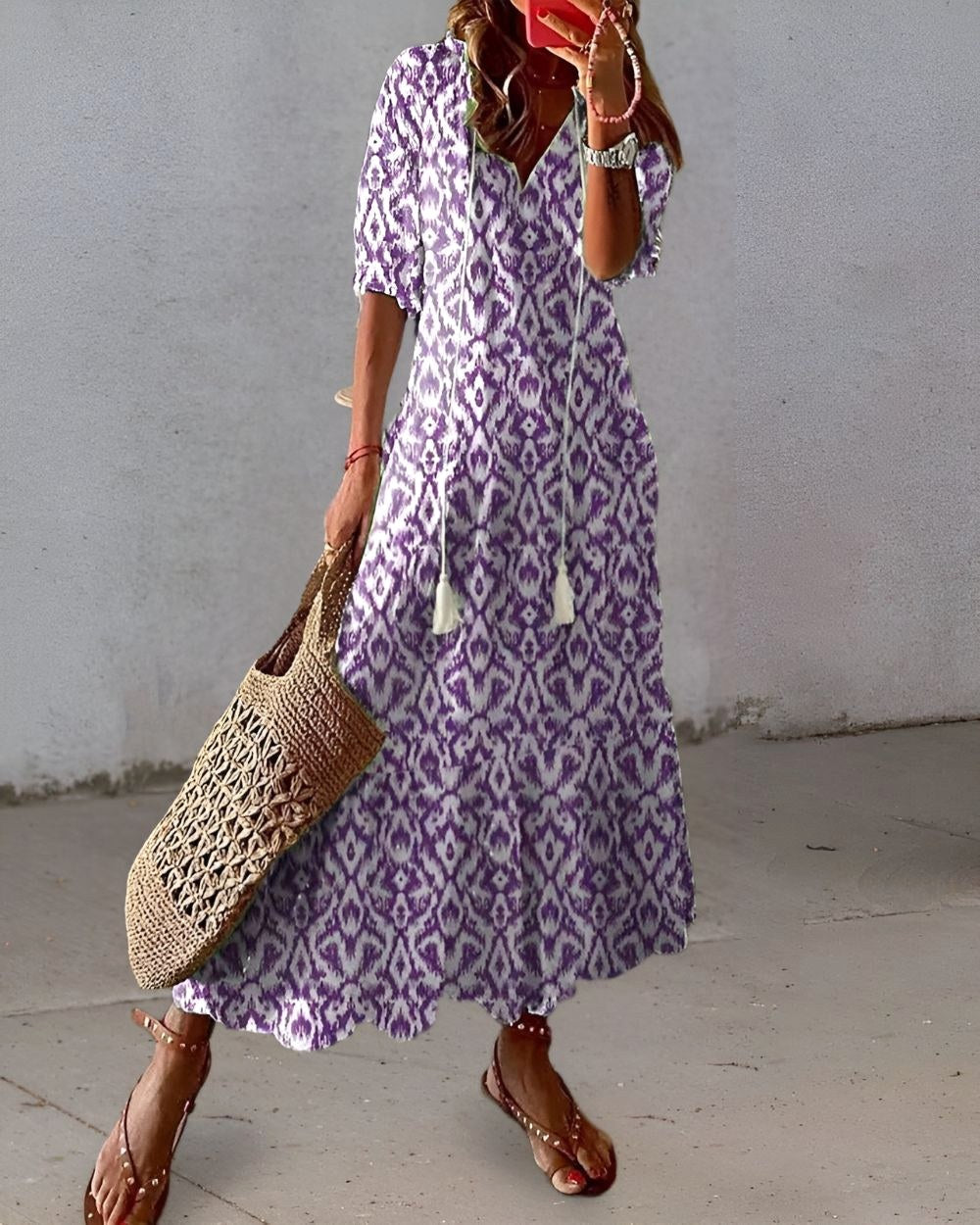 Abigail | Women's Boho Flowy Maxi Dress - Purple