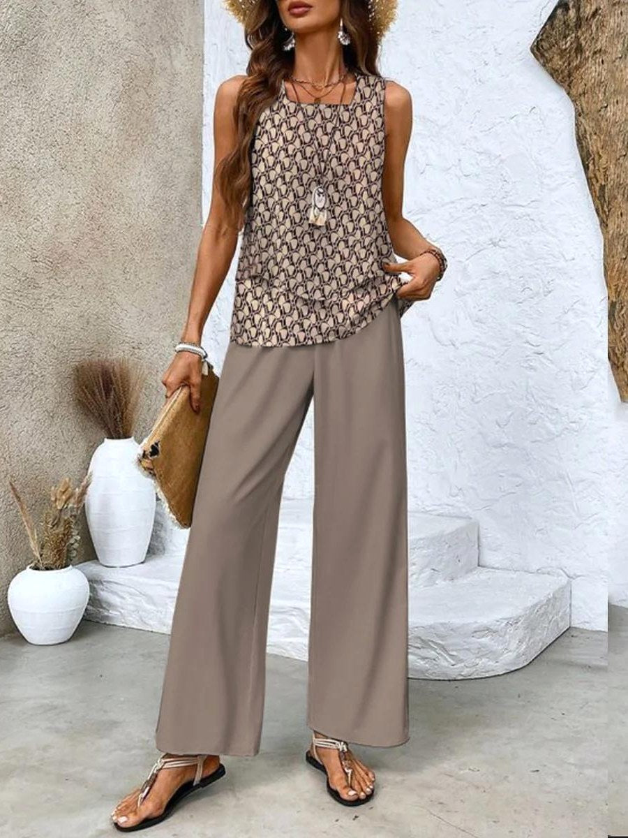 Abigail | Women's Chic Two-Piece Set - Brown