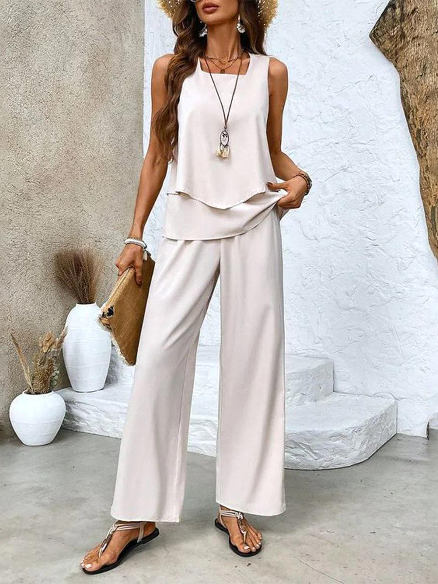 Abigail | Women's Chic Two-Piece Set - Beige