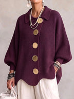 Mila | Women's Oversized Cardigan with Collar and Large Buttons, Relaxed-Fit Cardigan | Animated Apparel