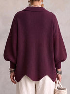 Mila | Women's Oversized Cardigan with Collar and Large Buttons, Relaxed-Fit Cardigan | Animated Apparel