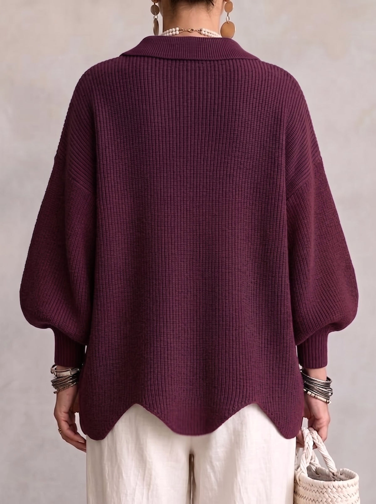 Mila | Women's Oversized Cardigan with Collar and Large Buttons, Relaxed-Fit Cardigan | Animated Apparel