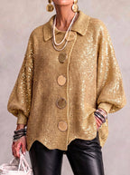 Mila | Women's Oversized Cardigan with Collar and Large Buttons, Relaxed-Fit Cardigan | Animated Apparel