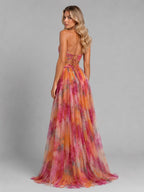 Ada | Women's Floral V-Neck Maxi Dress, Flowing Silhouette Evening Dress | Animated Apparel | Green