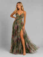 Ada | Women's Floral V-Neck Maxi Dress, Flowing Silhouette Evening Dress | Animated Apparel | Purple
