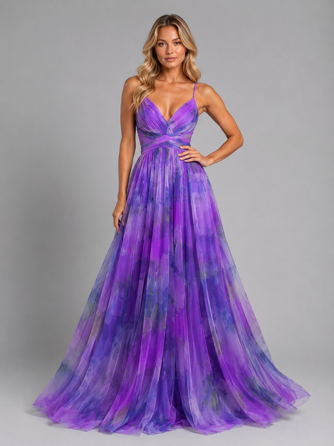 Ada | Women's Floral V-Neck Maxi Dress, Flowing Silhouette Evening Dress | Animated Apparel