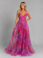 Ada | Women's Floral V-Neck Maxi Dress, Flowing Silhouette Evening Dress | Animated Apparel