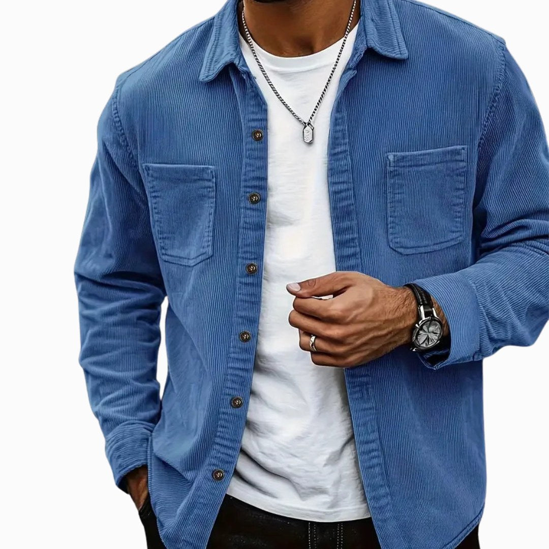 Hudson | Men's Corduroy Utility Shirt, Relaxed-Fit Casual Shirt | Animated Apparel