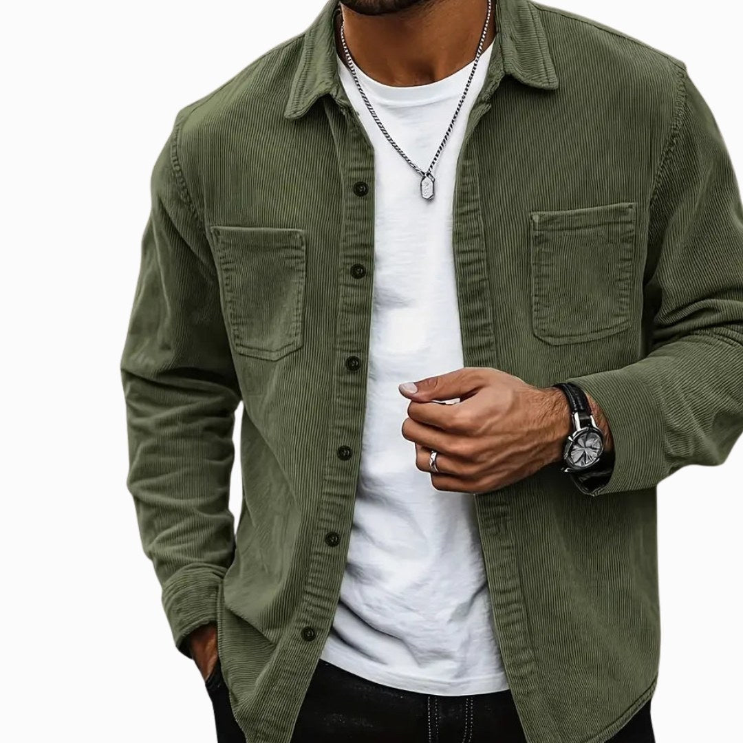 Hudson | Men's Corduroy Utility Shirt, Relaxed-Fit Casual Shirt | Animated Apparel