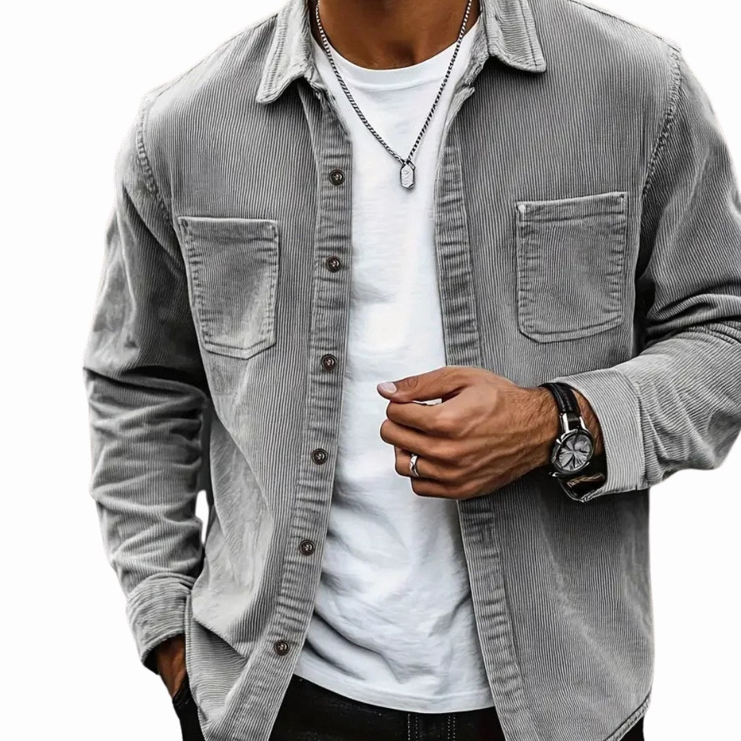 Hudson | Men's Corduroy Utility Shirt, Relaxed-Fit Casual Shirt | Animated Apparel