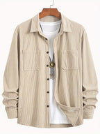 Hudson | Men's Corduroy Utility Shirt, Relaxed-Fit Casual Shirt | Animated Apparel