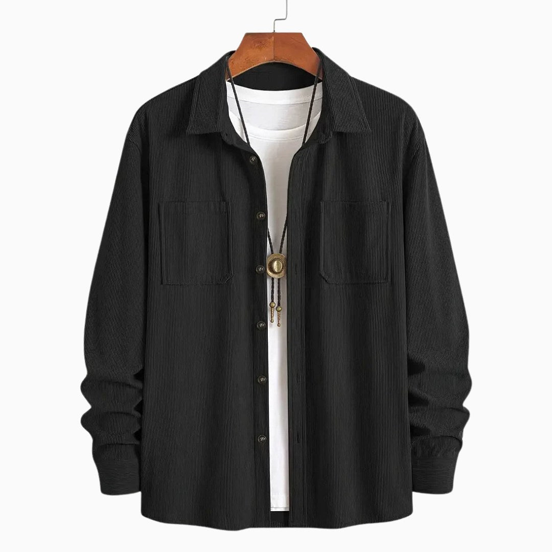 Hudson | Men's Corduroy Utility Shirt, Relaxed-Fit Casual Shirt | Animated Apparel