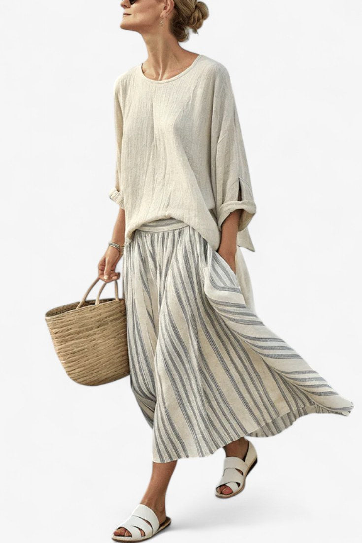 Addison | Women's Comfortable Loose Two-Piece Set - Beige
