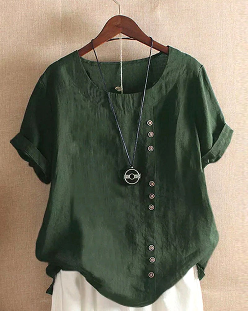 Addison | Women's Lightweight Linen Blouse with Button Detail - image 1