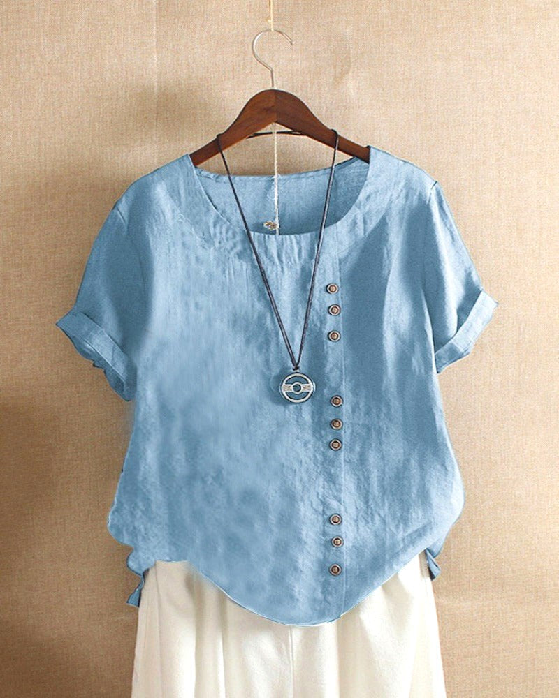 Addison | Women's Lightweight Linen Blouse with Button Detail - image 6