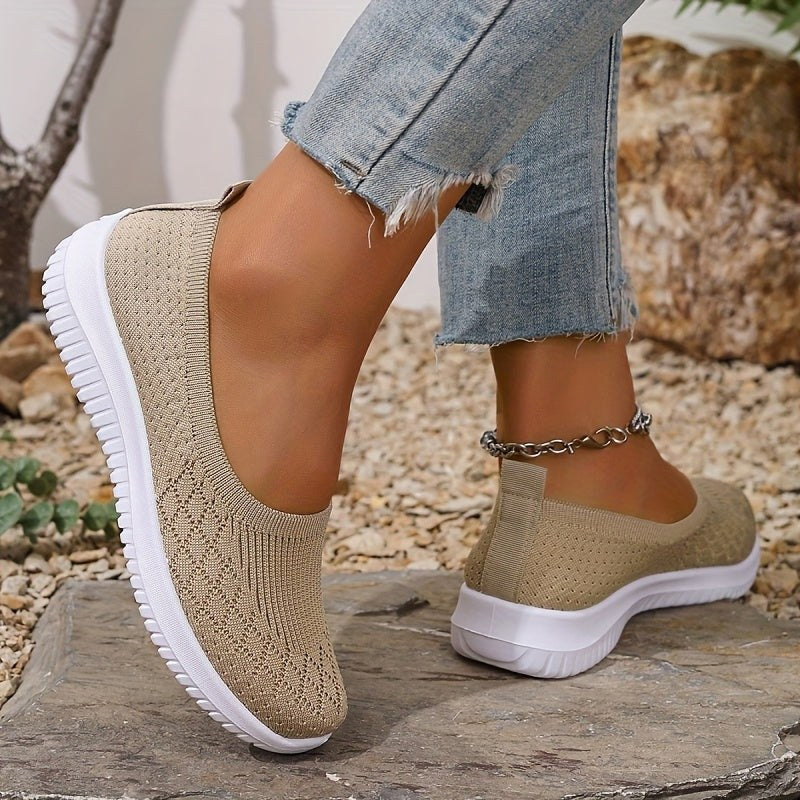 Adeline | Women's Orthopaedic Slip-On Trainers, Lightweight Comfort Shoes | Animated Apparel | Apricot