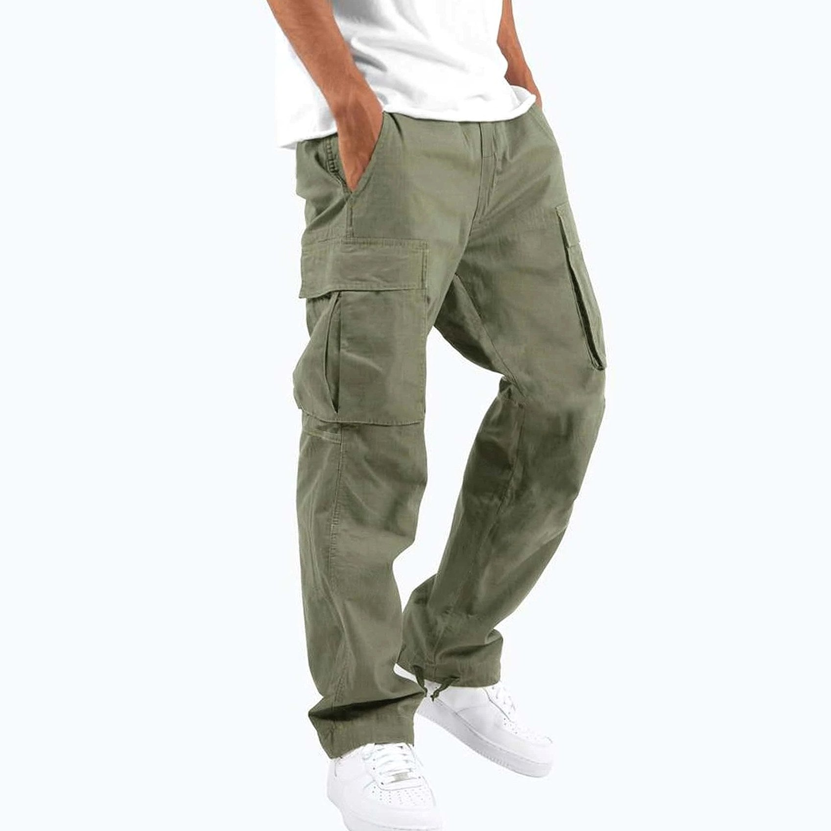Aidan | Men's Relaxed Fit Cargo Trousers, Straight-Leg Practical Trousers | Animated Apparel