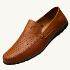 Aiden | Men's Genuine Leather Loafers with Airflow Perforations, Breathable Slip-On Shoes | Animated Apparel | Black