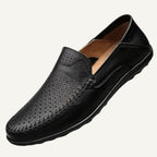 Aiden | Men's Genuine Leather Loafers with Airflow Perforations, Breathable Slip-On Shoes | Animated Apparel | Brown