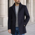 Aiden | Men's Long Winter Coat with Classic Tailoring, Refined Autumn Coat | Animated Apparel | Navy Blue