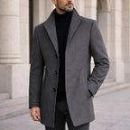 Aiden | Men's Long Winter Coat with Classic Tailoring, Refined Autumn Coat | Animated Apparel | Grey