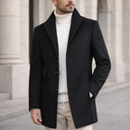 Aiden | Men's Long Winter Coat with Classic Tailoring, Refined Autumn Coat | Animated Apparel | Black