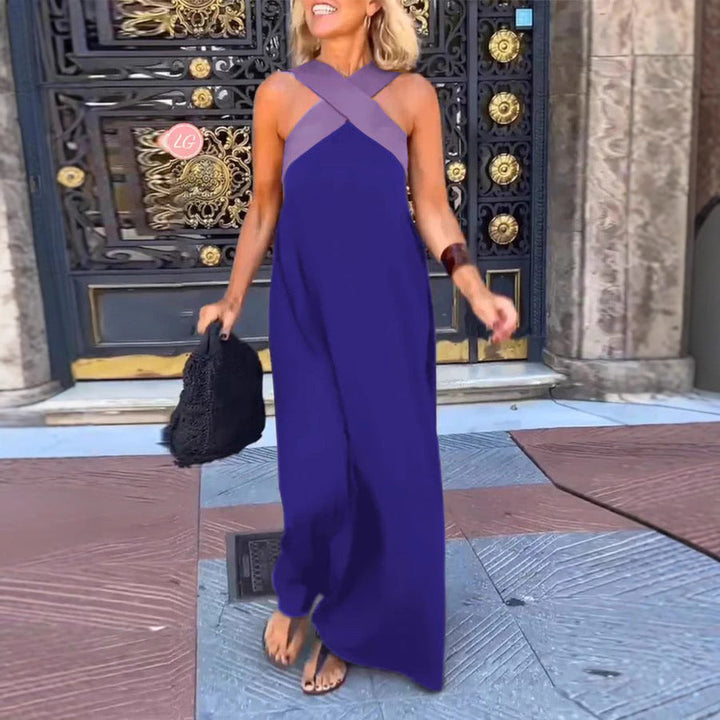 Aimee | Women's Crossed Front Breathable Maxi Dress - Blue