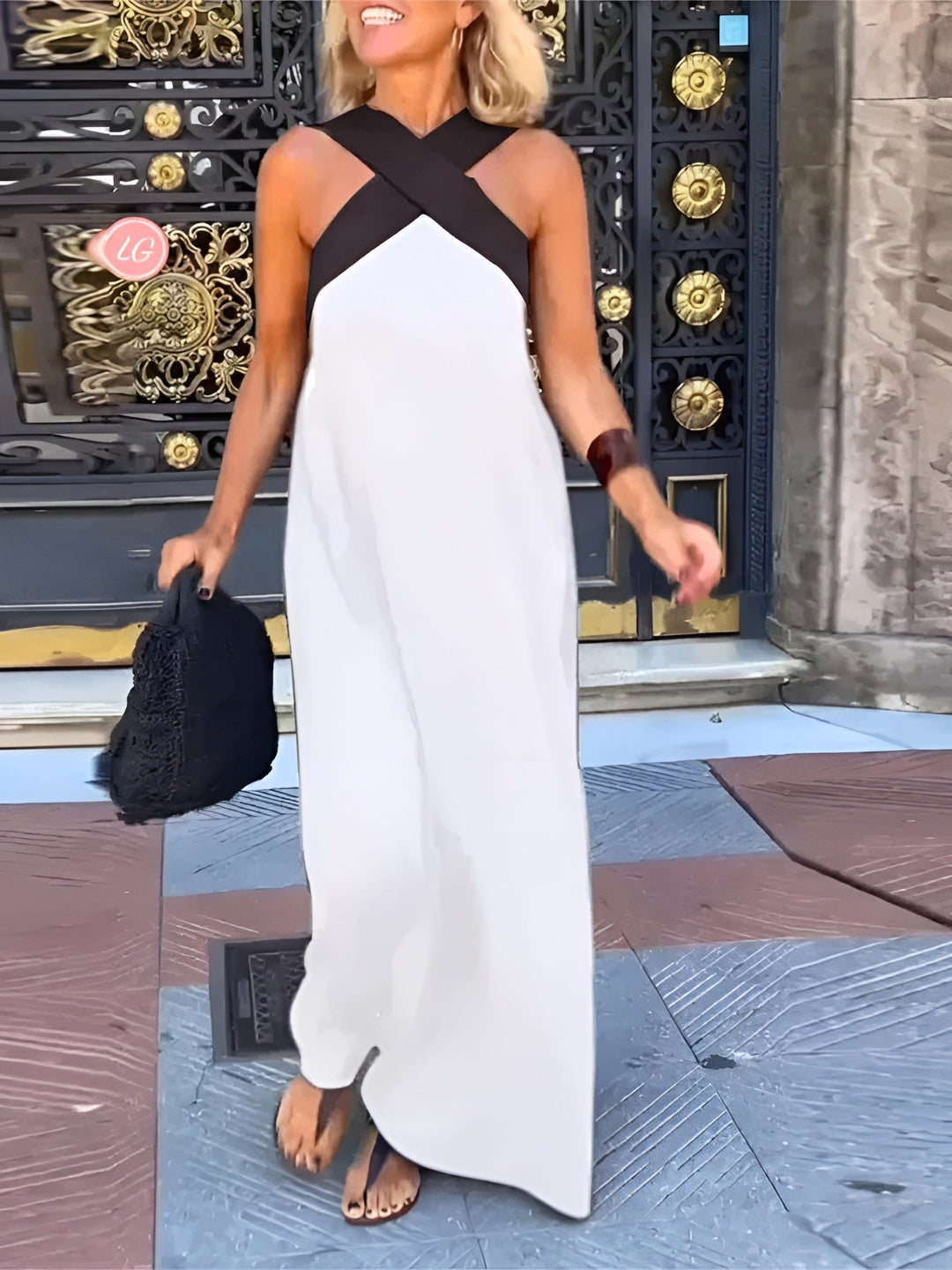 Aimee | Women's Crossed Front Breathable Maxi Dress - White