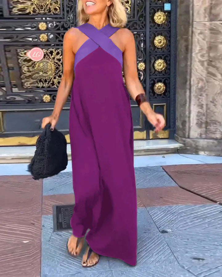 Aimee | Women's Crossed Front Breathable Maxi Dress - Purple