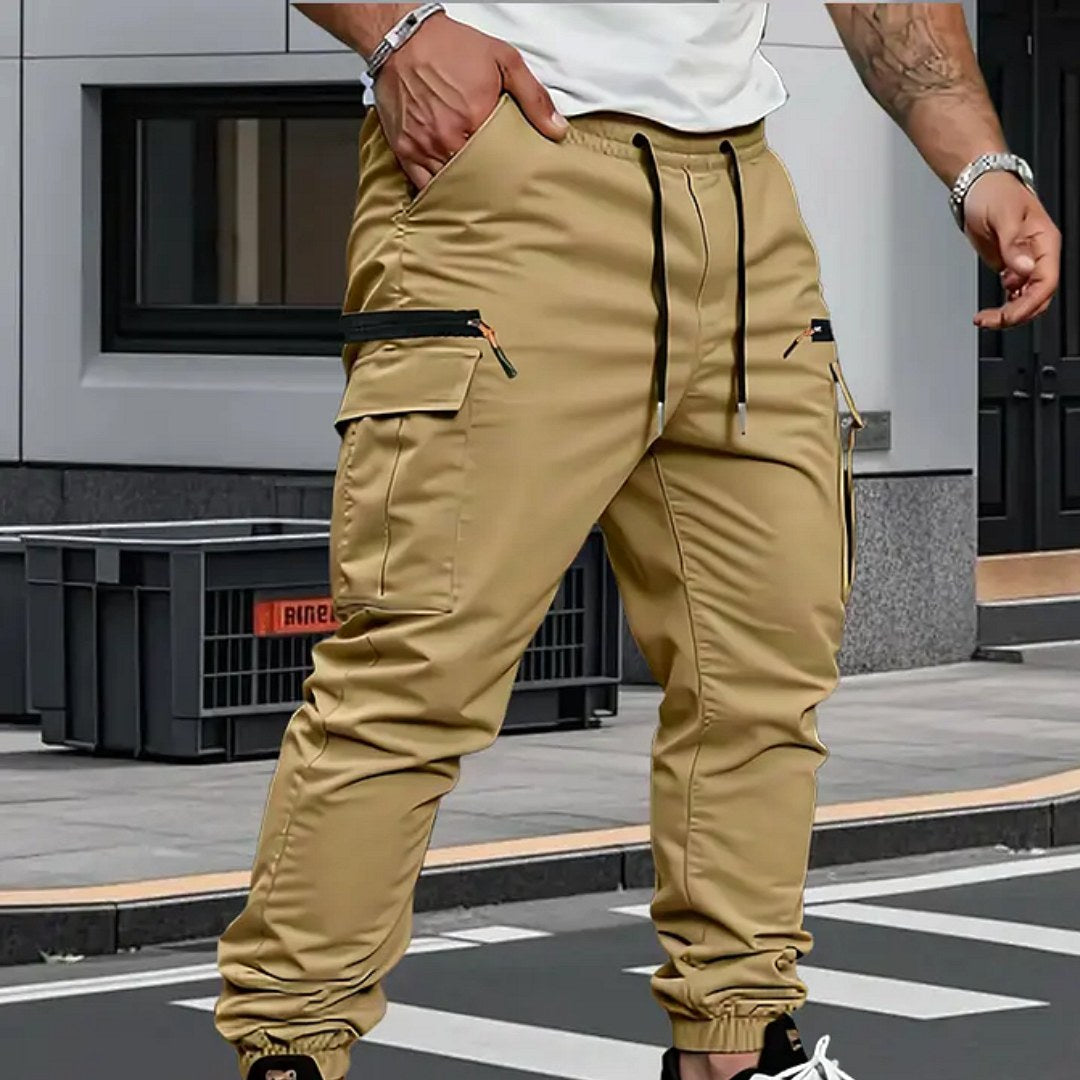 Alastair | Men's Stretch Jogger Trousers, Relaxed Fit Joggers | Animated Apparel | Army Green
