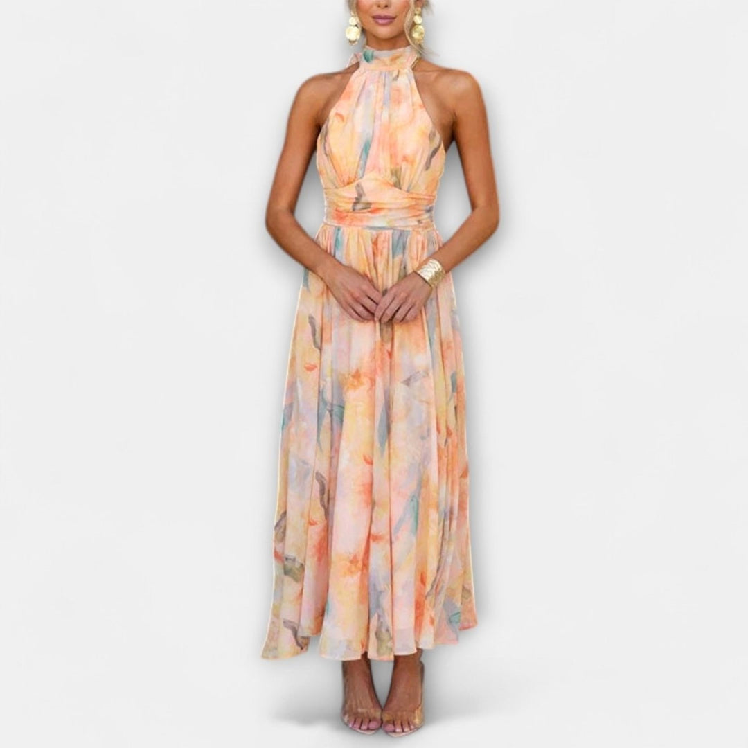 Alessandra | Women's Long Sleeve Watercolor Maxi Dress - image 1