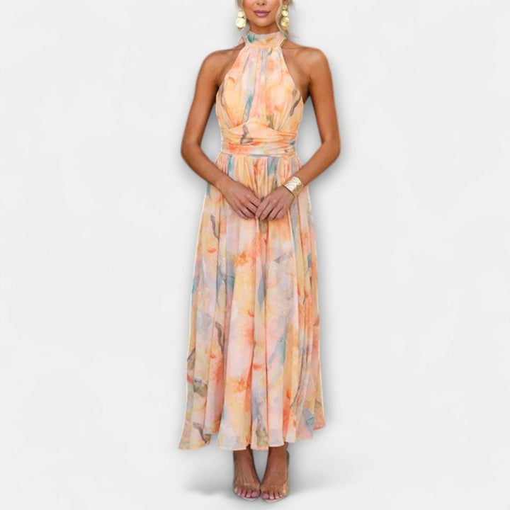 Alessandra | Women's Long Sleeve Watercolor Maxi Dress - image 1