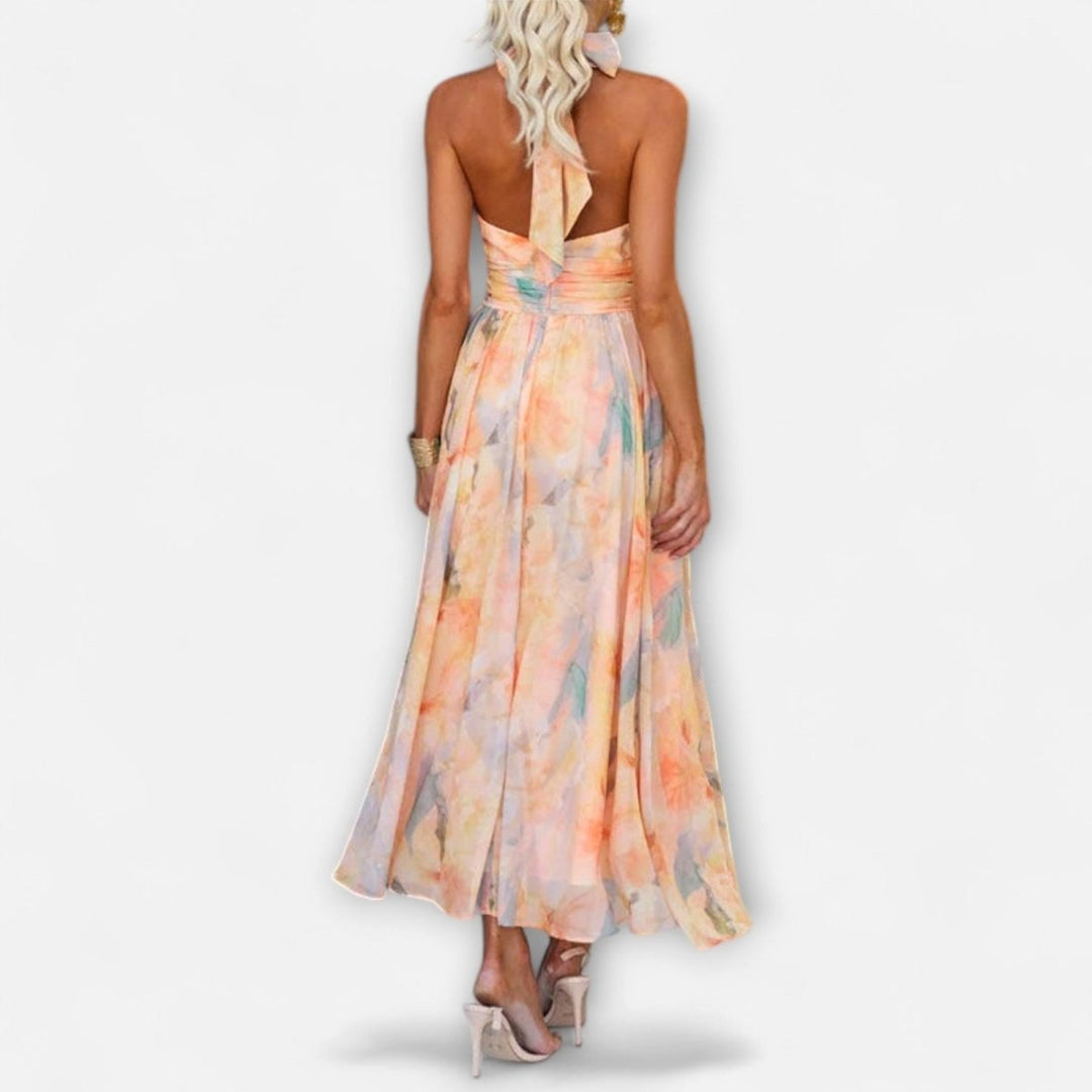 Alessandra | Women's Long Sleeve Watercolor Maxi Dress - image 2