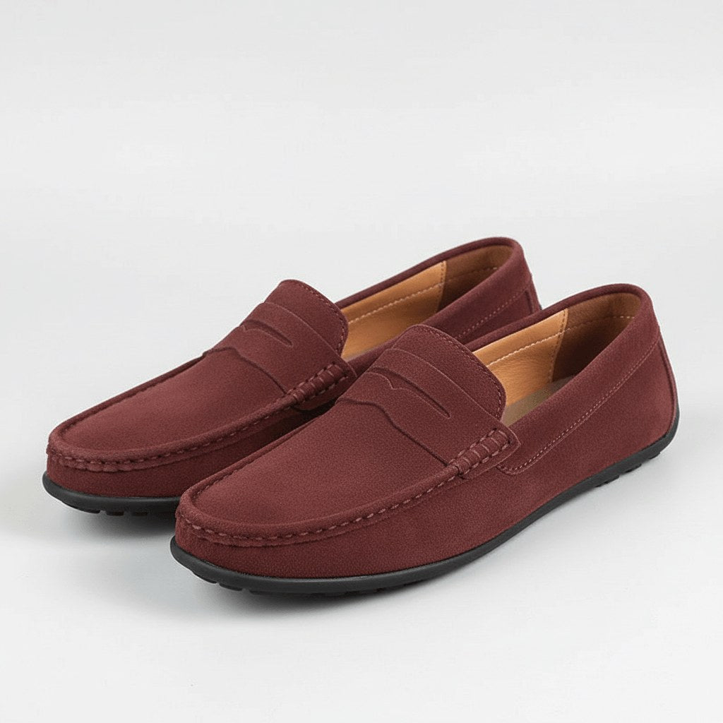 Sebastian | Men's Suede-Effect Slip-On Loafers, Flexible Sole Loafers | Animated Apparel