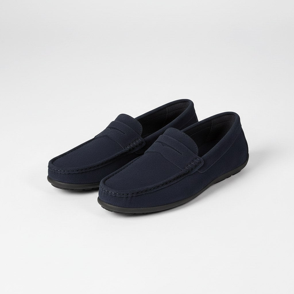 Sebastian | Men's Suede-Effect Slip-On Loafers, Flexible Sole Loafers | Animated Apparel