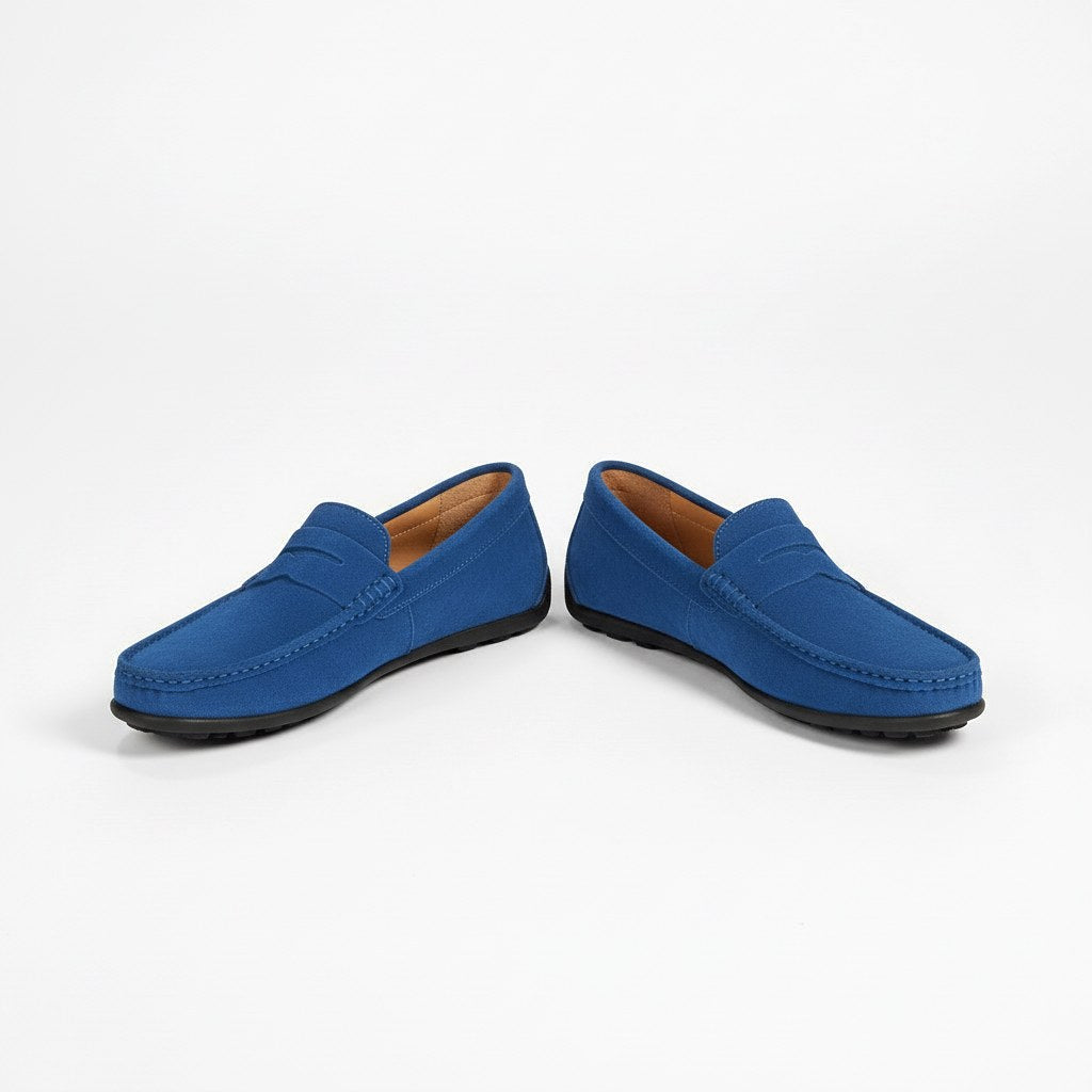 Sebastian | Men's Suede-Effect Slip-On Loafers, Flexible Sole Loafers | Animated Apparel