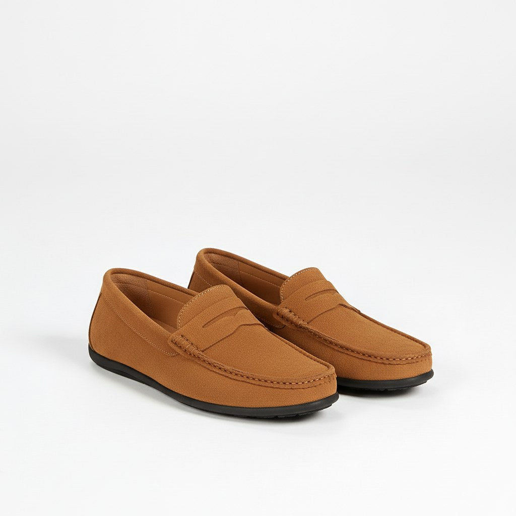Sebastian | Men's Suede-Effect Slip-On Loafers, Flexible Sole Loafers | Animated Apparel