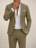 Alfie | Men's Tailored Two-Piece Suit, Jacket and Trousers | Animated Apparel | Khaki Green