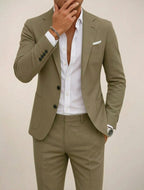 Alfie | Men's Tailored Two-Piece Suit, Jacket and Trousers | Animated Apparel | Khaki Green