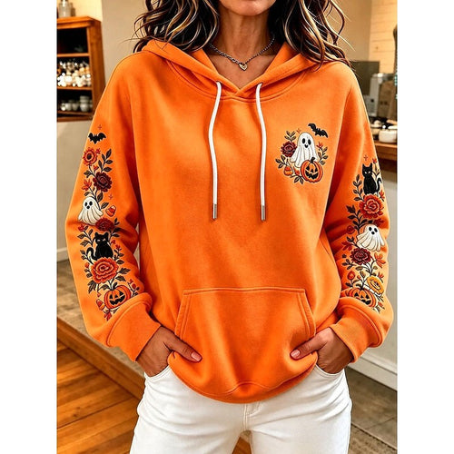 Allison | Women's Cozy Hooded Hoodie, Relaxed Autumn Sweater | Animated Apparel | Orange