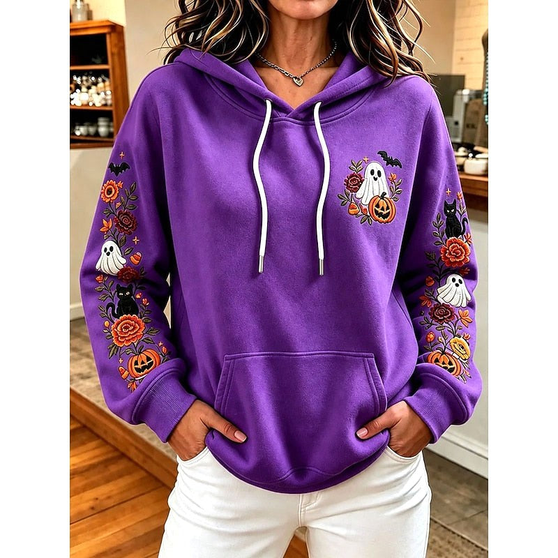Allison | Women's Cozy Hooded Hoodie, Relaxed Autumn Sweater | Animated Apparel | Purple