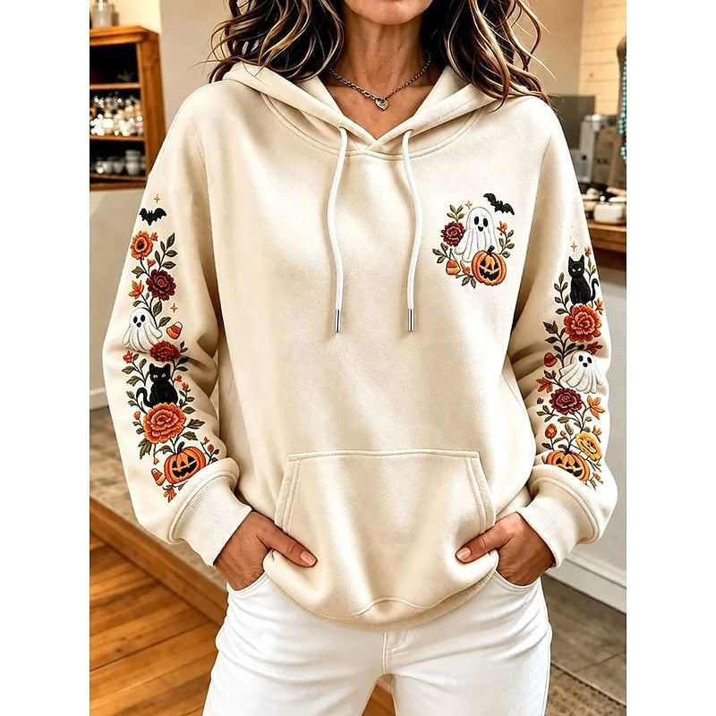 Allison | Women's Cozy Hooded Hoodie, Relaxed Autumn Sweater | Animated Apparel | Apricot