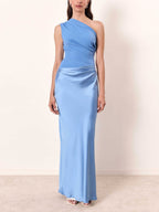 Amelia | Women's One-Shoulder Pleated Maxi Dress - image 9