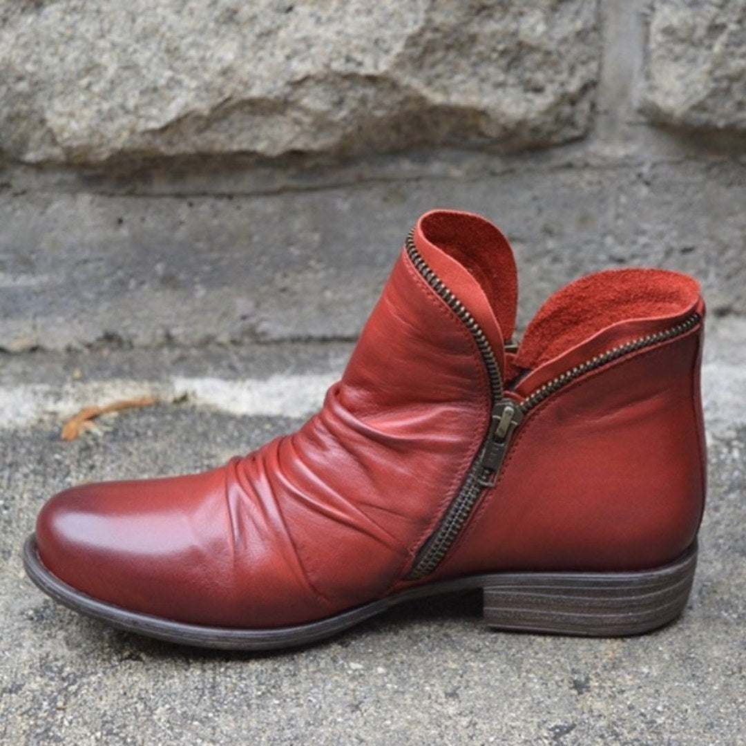 Amelia | Women's Orthopedic Ankle Boots, Gel-Sole Supportive Boots | Animated Apparel | Red
