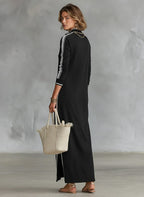 Amelie | Women's Collar Sweatshirt Maxi Dress, Button-Down Midi Dress | Animated Apparel