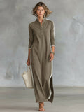 Amelie | Women's Collar Sweatshirt Maxi Dress, Button-Down Midi Dress | Animated Apparel