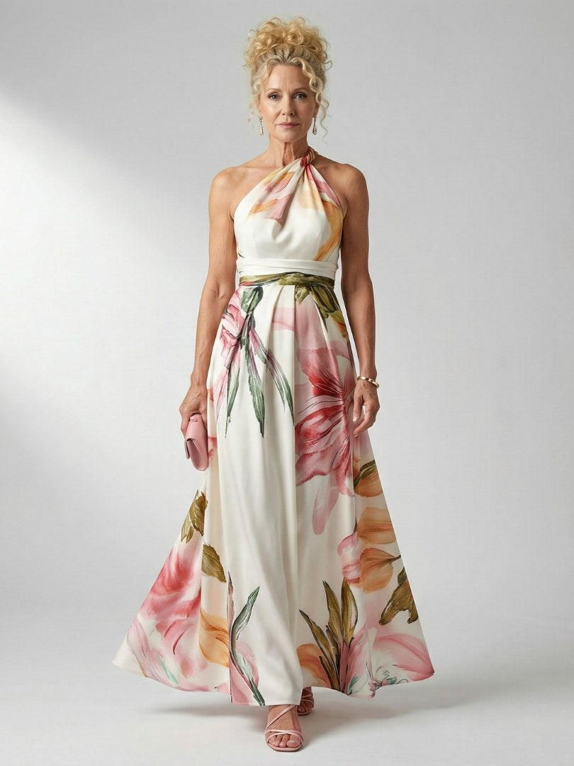 Amiel | Women's Sleeveless Floral Maxi Dress - White