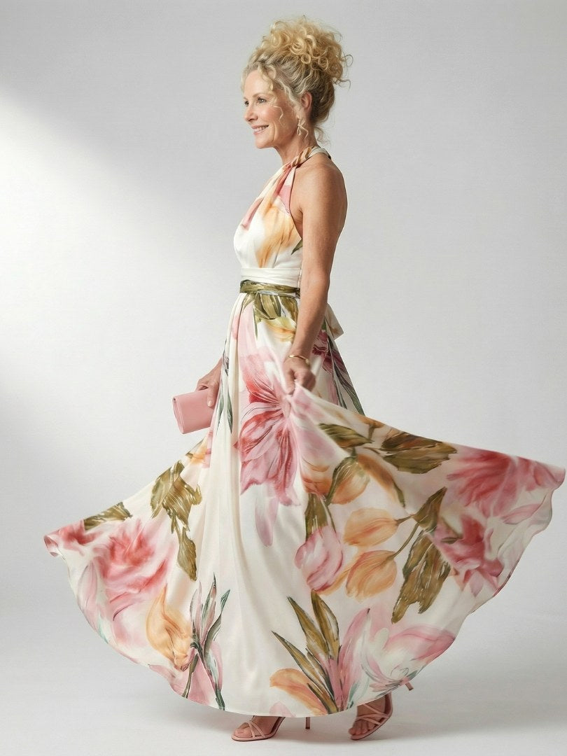 Amiel | Women's Sleeveless Floral Maxi Dress - Purple