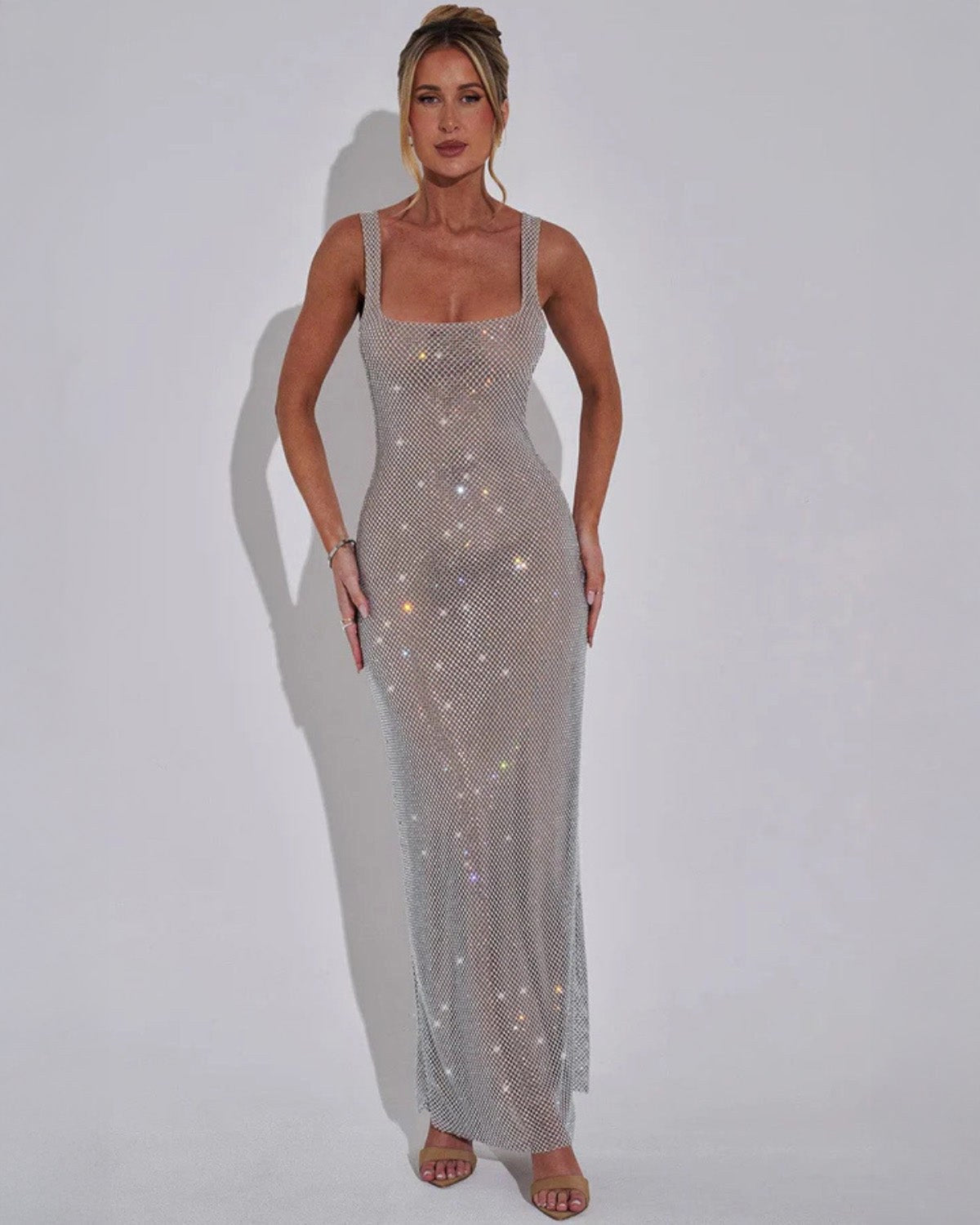 Anastasia | Women's Embellished Evening Gown - Brown